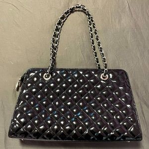 Cuup Black Patent Cross Pattern Purse